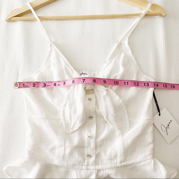 NWT White Cropped Peplum Tied Chest Tank Top - Picture 5 of 8